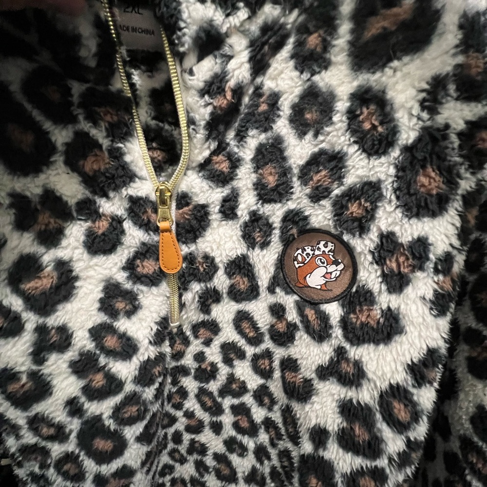 BUC-EE’S Leopard Print Fleece Zipper Hoodie